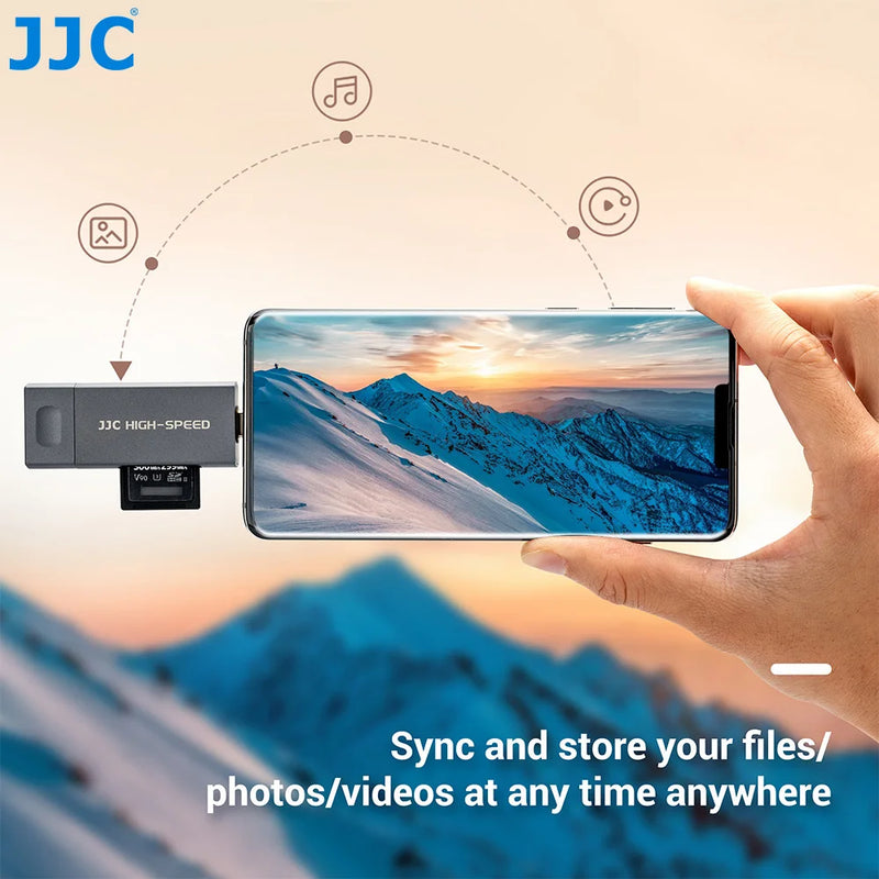 JJC UHS-II SD MSD Card Reader USB 3.1/Micro USB 2.0/Type C USB 3.1 to SD Micro SD Adapter for Camera PC Laptop Phone Pad OTG