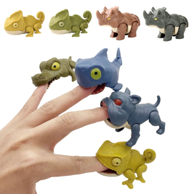 Jurassic Biting Finger Dinosaur Animals Model Toy Movable Joints Simulation Tricky Chameleon Hippo Kids Birthday Christmas Gifts