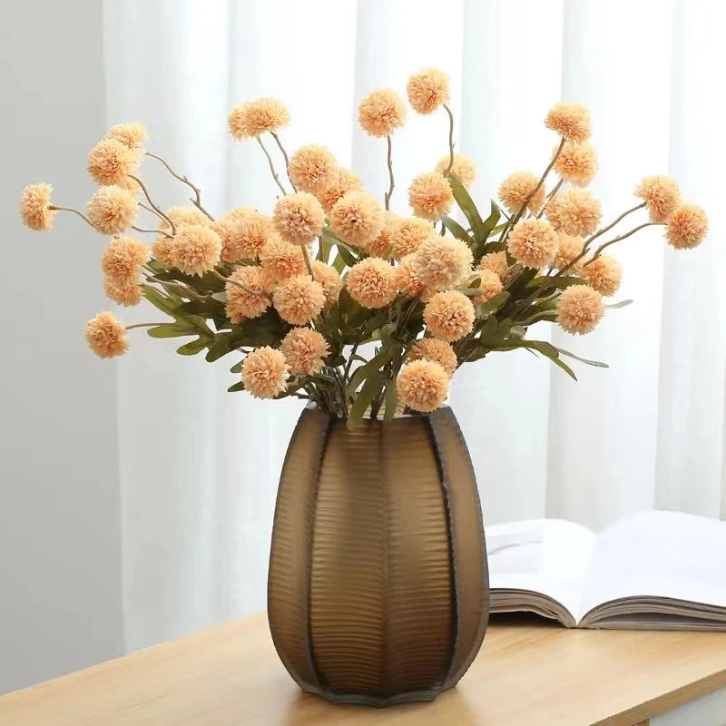 5 Heads Artificial Flower Dandelion Flower Ball DIY Home Wedding Decoration Bouquet Silk Fake Flowers Valentines Day Decor