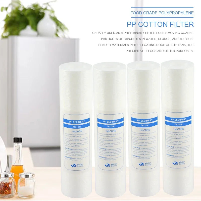 ATWFS Water Purifier 10 Inch 4pcs 1-Micron Sediment Water Filter Cartridge PP Cotton Filter Water Filter System