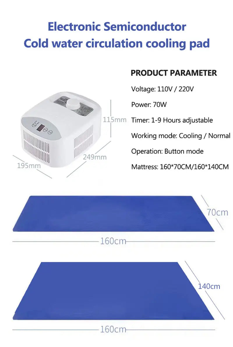 110V 220V Electronic Semiconductor Water Circulation Cooling Pad Sofa Double Bed Mat Automatic Refrigeration With 1-9 Hour Timer