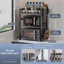 Microwave Oven Rack Seasoning Shelf Bilayer Oven Storage Rack Retractable Countertop Organizer Kitchen Accessories