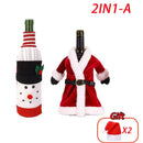 Christmas Wine Bottle Cover Set Santa Claus Snowman Knitted Wool Red Wine Bottle Bags For New Year Xmas Party Dinner Table Decor