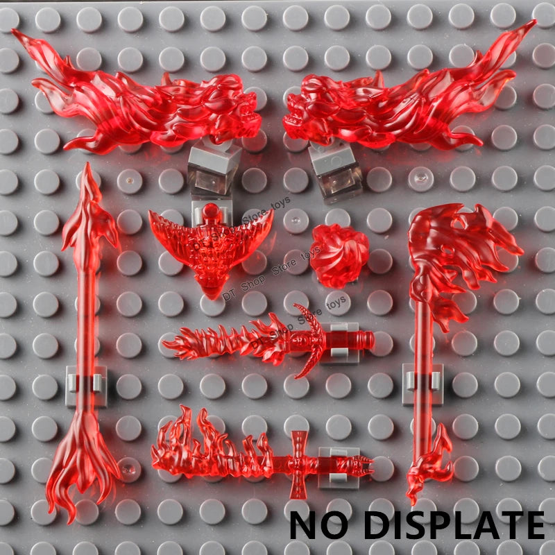 5PCS Cartoon Special Effects Pieces Arm Fist Wind Lightning Leg Flames Weapons Accessories Assemble Scene Bricks Kids for Toys