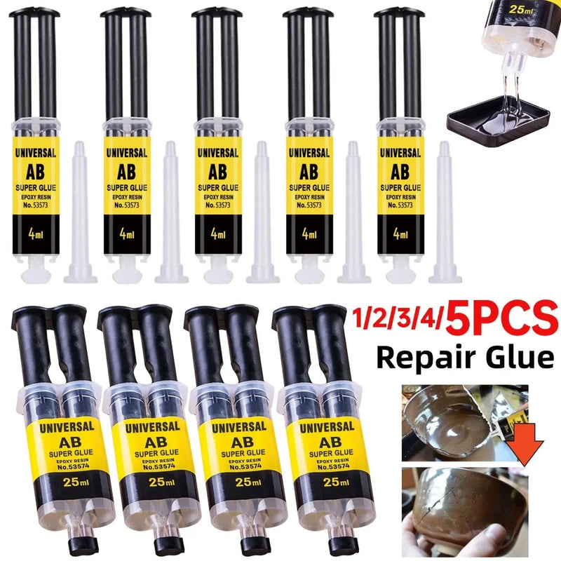 1-5PCS Super Liquid Epoxies Strong Quick-drying Glue Adhesive Repair Epoxy Resin Liquid Glue 4ml/25ml Universal AB Super Glue