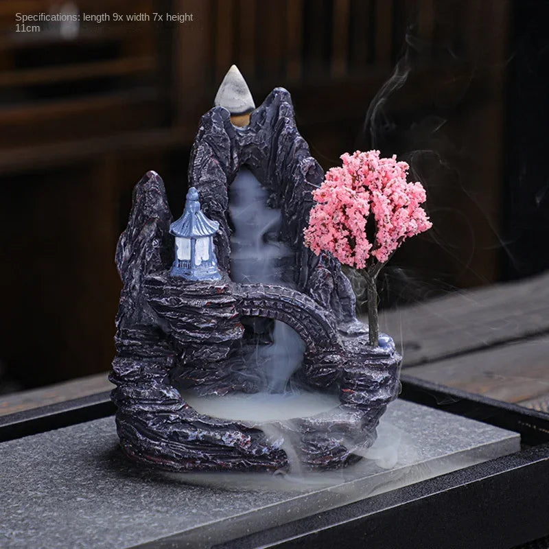 2024 Resin Reflux Incense Burner Tower Sandalwood Decoration Home Indoor Aromatherapy Mosquito Repellent Incense Burner Ornament