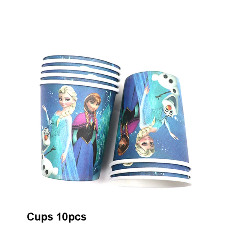 Frozen Anna Elsa Princess Birthday Party Decorations Kids Disposable Tableware Plates Cups Napkins Balloons Baby Shower Supplies