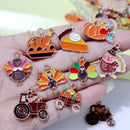 10pcs Cute Thanksgiving Turkey Food Metal Pendant Cartoon Alloy Charms DIY Necklace Bracelet Earrings Jewelry Keychain Accessory