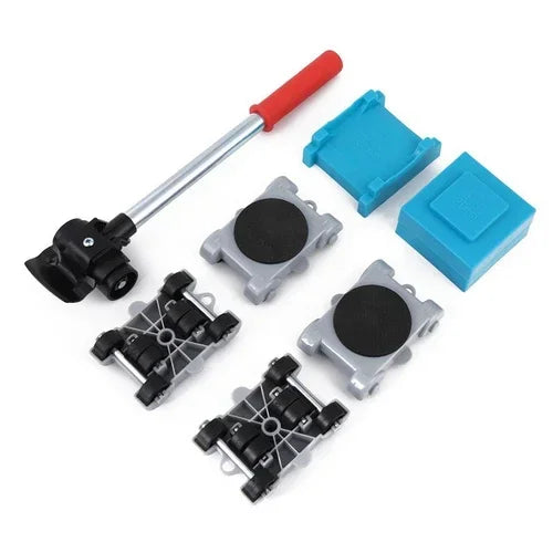 5Pcs/set Furniture Mover Tool Set Heavy Stuffs Moving Roller with Bar Furniture Mover Lifter with Wheel Professional Moving Tool