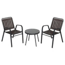 3-Piece Patio Bistro Table Set, Outdoor Furniture Set with 2 Stackable Patio Dining Chairs and Glass Table for Yard Balcony Porc