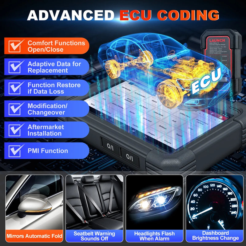 2025 LAUNCH X431 PRO TT V5.0 Car Diagnostic Tools CAN FD/DOIP/OBFCM Auto All System Scanner Bidirectional ECU Coding 38+ Reset