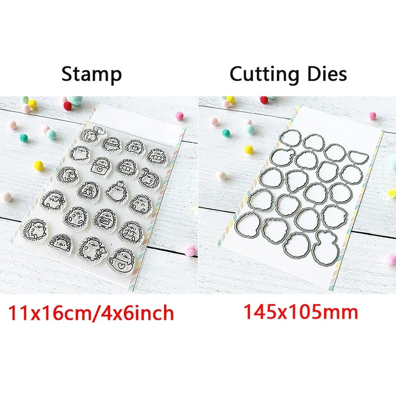 Birthday Cake Cute Frog Fox Animals Cutting Dies and Clear Stamps Bottle Thank You Words Dies For DIY Scrarpbooking Paper Craft