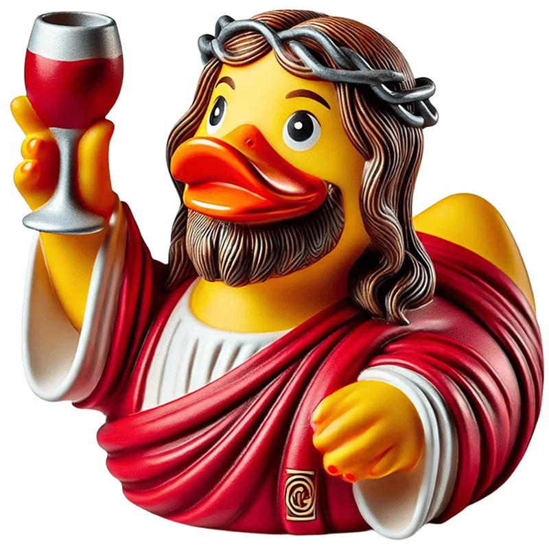 Unique Resin Duck Sculpture Halloween Creative and Playful Decorative Jesus Art for Home, Office, Collectibles