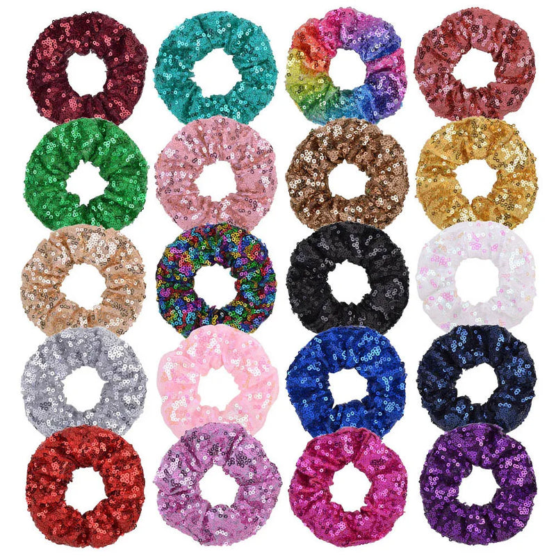 Christmas Party Sequin Hair Scrunchies Women Hair Accessories Scrunchies Elastic Hair Ties Rope Ponytail Holder Hairbands