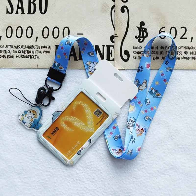 Lanyard ID Card Holder School Supply Shark Cat Hang Rope Bus Card Cover Anti-lost Long Badge Holder Women Men