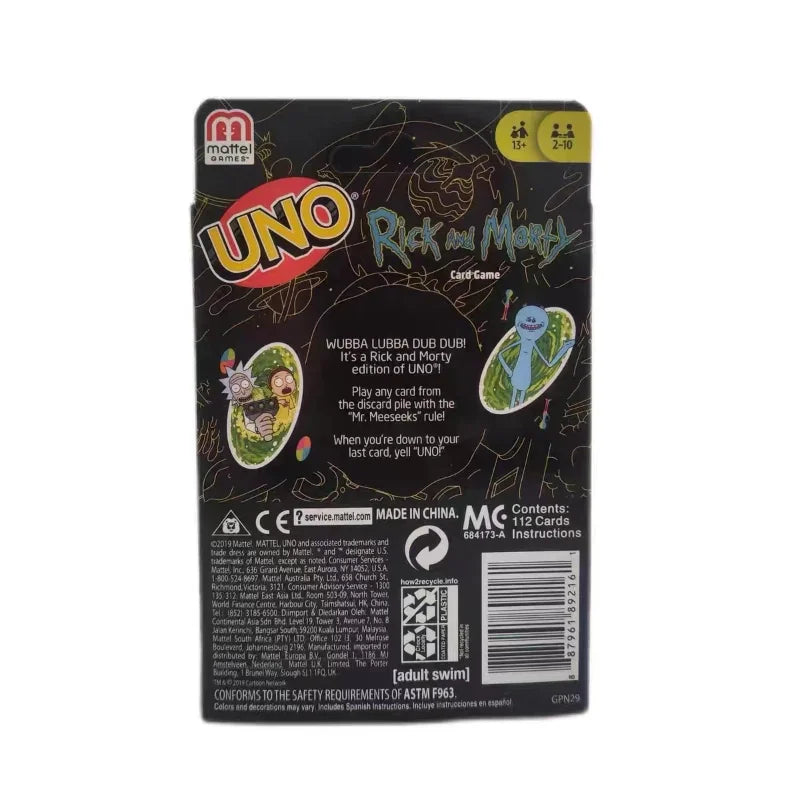 UNO co-branded Rick and Morty cards multiplayer leisure entertainment party desktop chess and card game playing cards wholesale