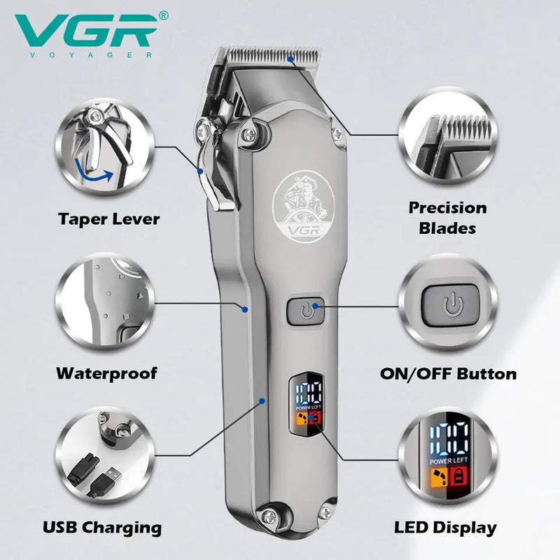 Original VGR Cordless Combo Kit Hair Trimmer For Men Electric Washable Beard Hair Clipper Rechargeable Haircut Machine