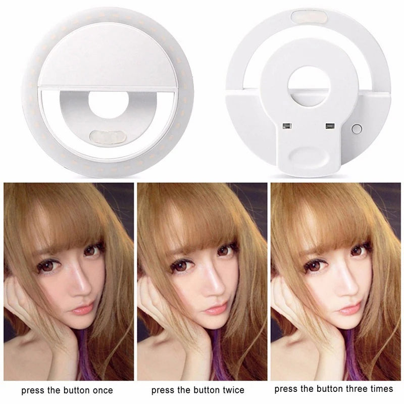 Led Selfie Ring Light Mobile Phone Lens Lamp Photo Night Light Mirror Neon Sign Selfie Ring Makeup Lightings For IPhone Xiaomi