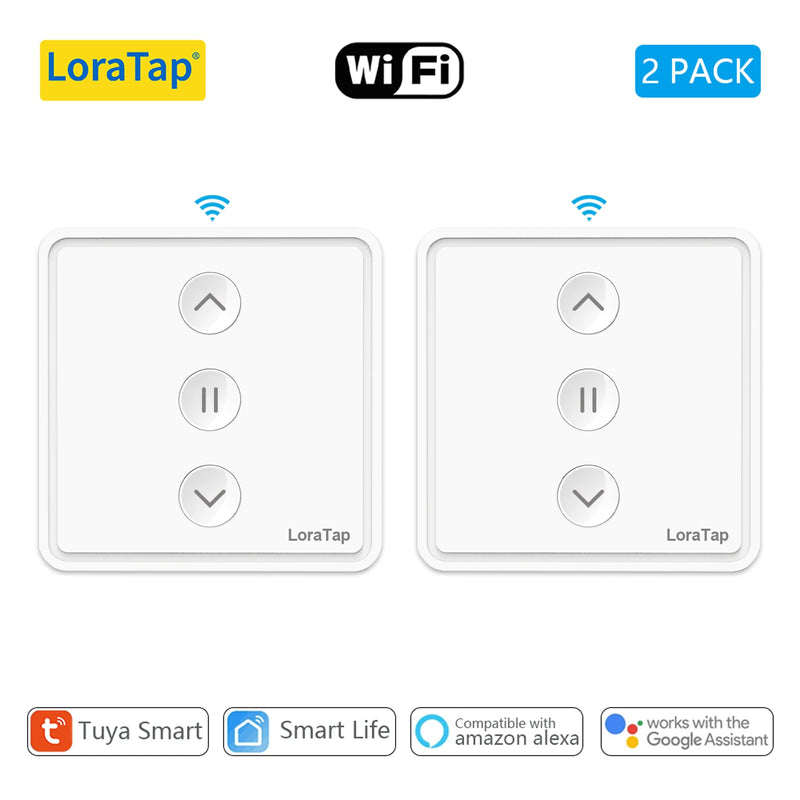 LoraTap Roller Shutter Curtains Blinds Push Button Switch Tuya Smart Life Electric Motor Engine Connected WiFi Alexa Google Home