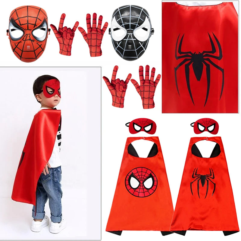 Cartoon Theme Children Birthday Party Super Hero Spiderman Cloak Mask Kids Toys Cosplay Costume Christmas Halloween Decorations