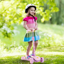 DORTALA Folding Kids Scooter Kick Scooter Extra Wide Deck LED Lighted Wheels Rear Brake