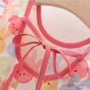 Cartoon Colorful Baby Girls Dresses Puff Sleeves Summer Children's Clothes Cute Rabbit Toddler Kids Costume For 0 To 3 Years Old