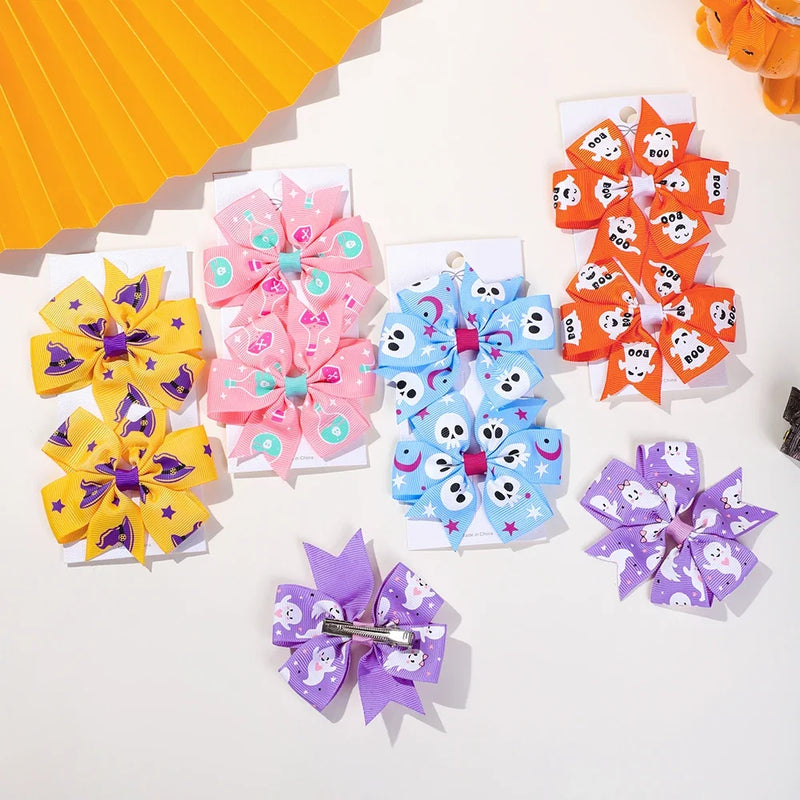 3.14inch Halloween Pumpkin Ghost Candy Hair Bow Clips Halloween Hair Accessories for Kids Girls Hairpins Children Headwear