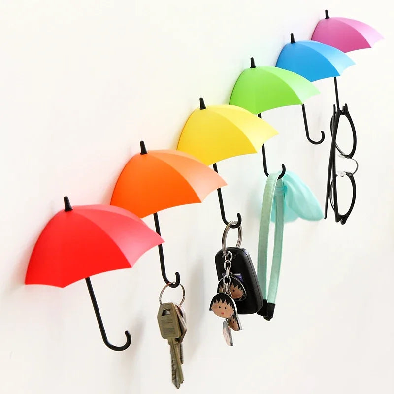 Umbrella Shape Adhesive Sticker Wall Hook Creative Hanger Cute Bag Key Holder Wedding Bathroom Kitchen Christmas Home Decoration