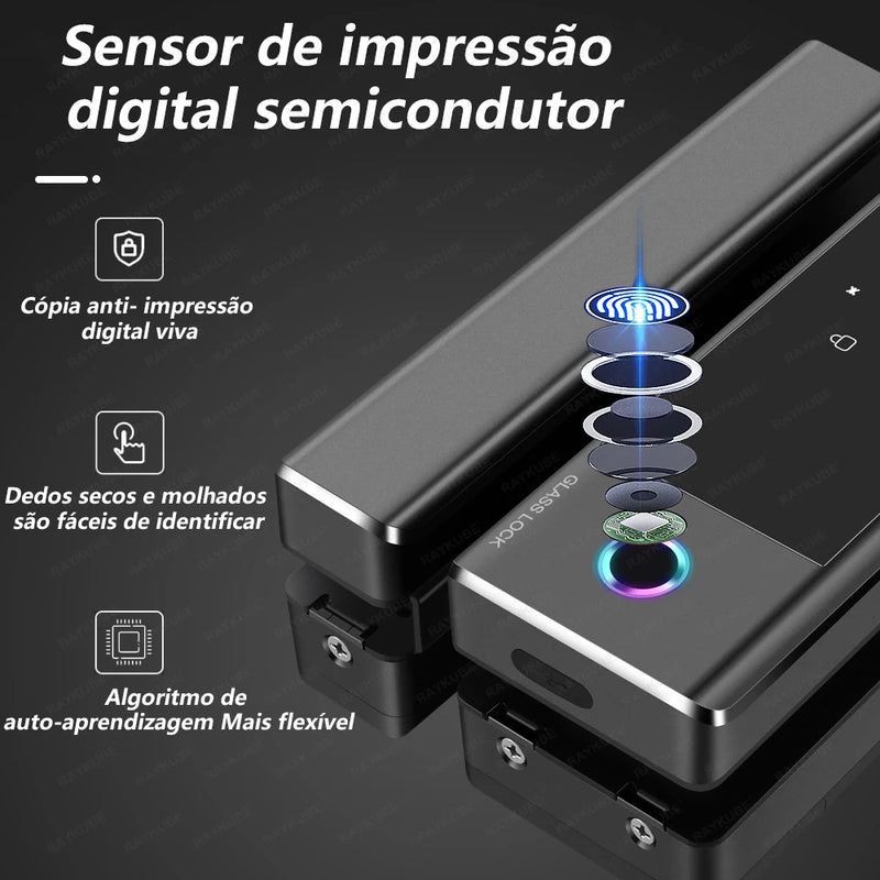 RAYKUBE GS1 TT Lock Smart Glass Lock Fingerprint Digital Door Lock Drill Free  For Glass Door Free Tax Delivery From Brazil