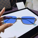 Luxury Brand Metal Half Frame Sunglasses Women Rectangle Shape Rimless Sun Glasses Men UV Protection Retro Punk Y2k Shades UV400