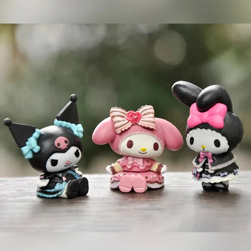 5Pcs 3-4cm Kawaii Kuromi Melody Model Anime Figure Doll Accessories Toys Gift Action Figures Hobbies Gifts