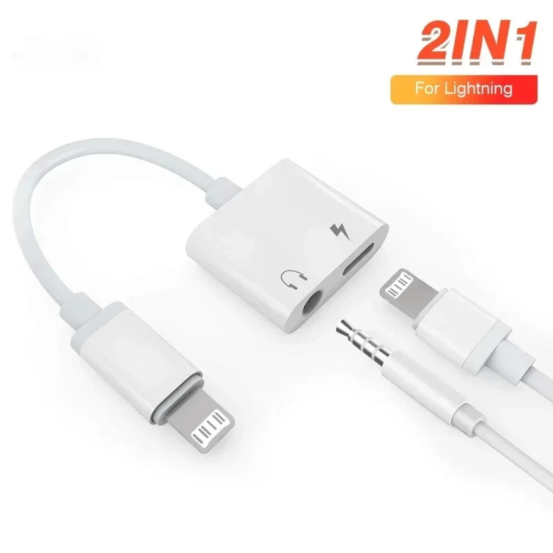 Audio OTG Adapter for IPhone 14 13 12 11 Pro Max Aux Jack Headphone 3.5 Mm To Headphone Jack Charger Splitter Converter