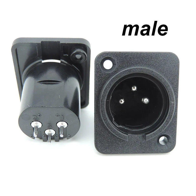 3Pin XLR male female power connector Straight socket Panel Mounted Chassis Square Shape MIC microphone audio cable connecting t1