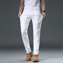 2025 Autumn Men's White Slim Fit Straight Jeans Casual Stretch Denim Pants Comfortable Fashion Streetwear Male Brand Clothing