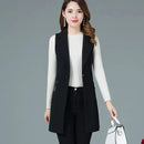 2024 New Spring Autumn Coat Casual Long Blazer Vest Women Sleeveless Jacket Elegant Office Lady Waistcoat Female Outwear M-4XL