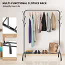 Metal Clothes Rail Heavy Duty Clothes Rack Single Hanging Portable Bedroom Freestanding Clothing Rack Storage Shelf With Hooks
