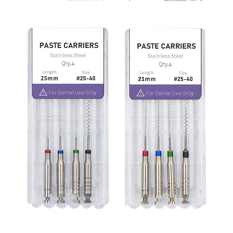 Denspay 4pcs/Box 21/25mm Dental Lentulo Paste Carriers Endodontic Reamers Drill Burs Endo Files Dentist Materials Instrument