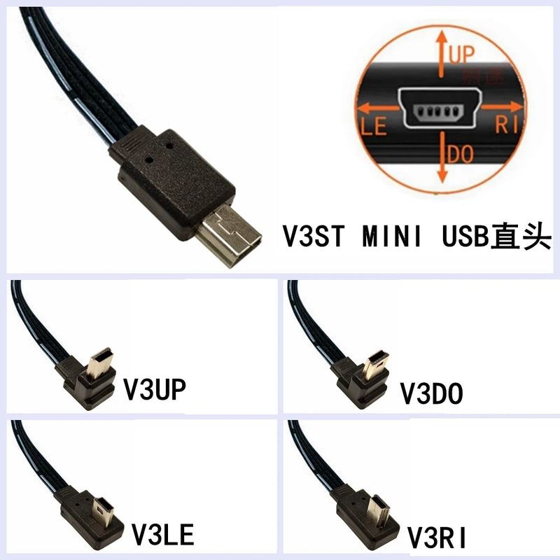 10CM 30CM 100CM Mini USB B Type 5-pin Plug Up Left Right Angled 90° to USB 2.0 flat Plug Data Cable 0.2 m 0.5 m