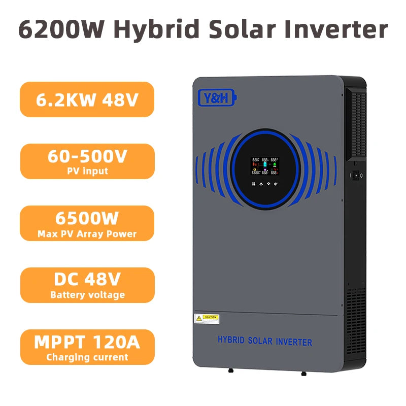 Y&H Hybrid Solar Inverter 1KW 1.6KW 1.8KW 3KW 4.2KW 6.2KW 10.2KW 220Vac MPPT Pure Sine Wave Inverter Solar Charger Controller