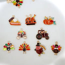 10pcs Cute Thanksgiving Turkey Food Metal Pendant Cartoon Alloy Charms DIY Necklace Bracelet Earrings Jewelry Keychain Accessory