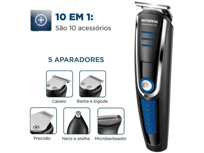 10 in 1 Mondial Super Groom Hair Trimmer-Bivolt