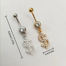 Hip Hop Dollar Belly Button Nail Rings Stainless Steel Anti Allergy Punk Rhinestone Dangle Belly Piercing Jewelry For Women Gift