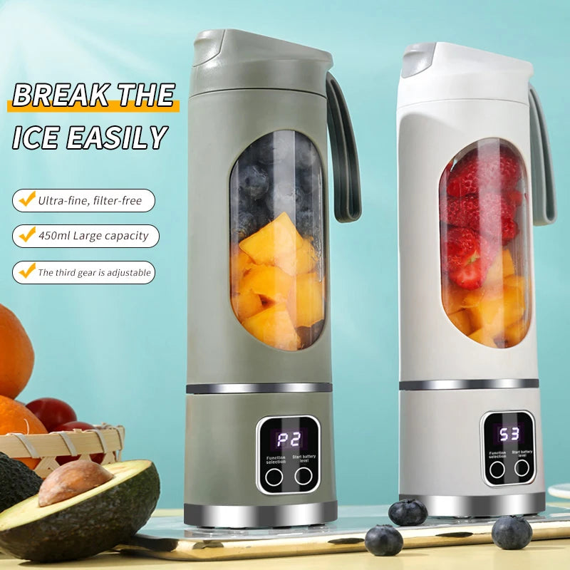 Electric Fruit Juicer Blender Small Juicer 12 Blade Head Juicer Cup Mixer Machine Portable Smoothies Blender for Home 3000mAH