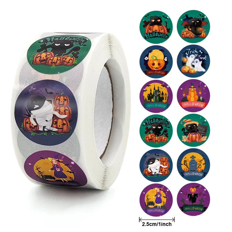 500Pcs Halloween Stickers Funny Pumpkin Emote Ghost Paper Stickers for Gift Packing Bag Sealing Labels Halloween Decoration 2024