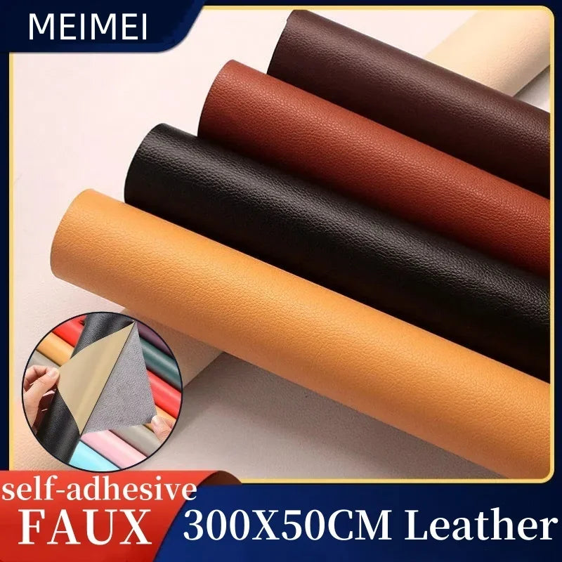 300x50cm Large-area Repair Self-adhesive Leather for Sofa Chair Wear-resistant High-viscosity Patch Sticker Litchi Stria Leather