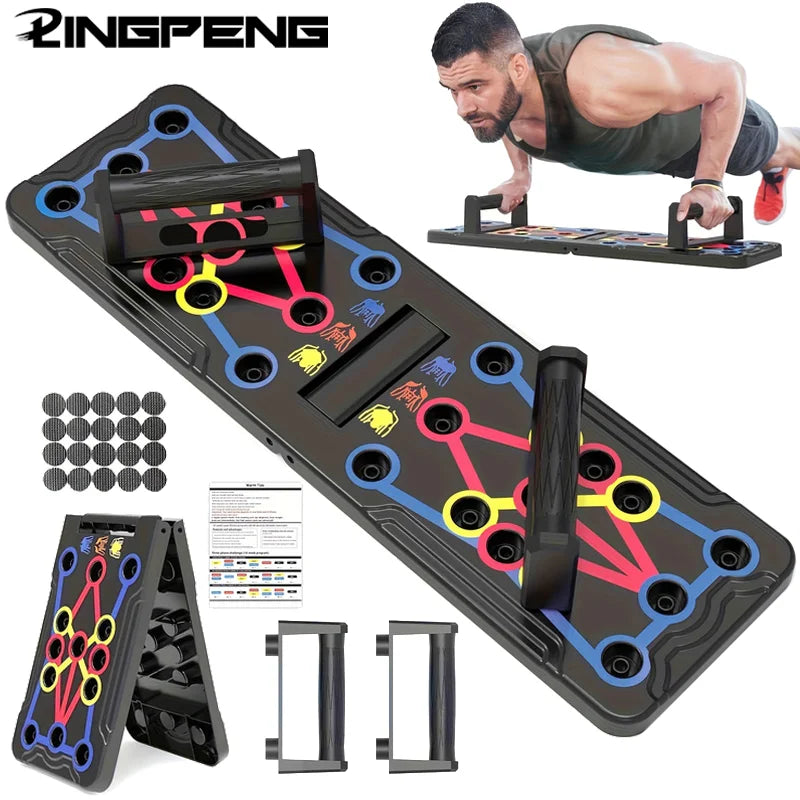Portable Multifunctional Push-up Board Set With Handles Foldable Fitness Equipment For Chest Abdomen Arms And Back Training