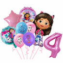 New Gabby Dollhouse Cats Birthday Party Decoration Balloon Pink Cartoon Tableware Backdrop Baby Shower Kids Girls Party Supplies