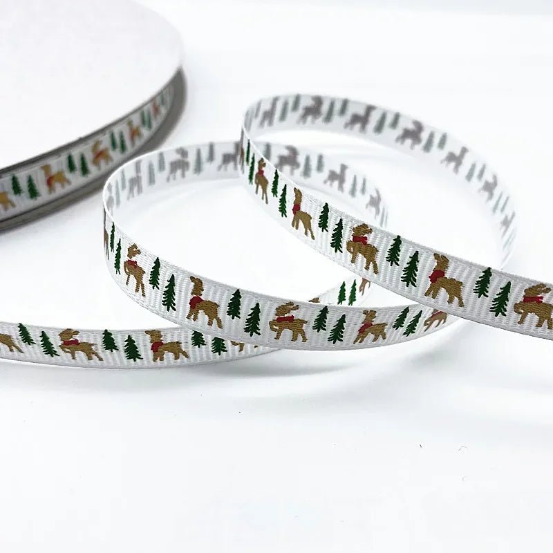 New 5 Yard 10 Mm Ribbed Christmas Ribbon Wedding Christmas Party Decoration DIY Craft Ribbon Card Gift Wrapping Supplies