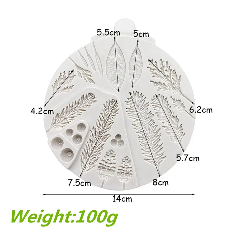 Silicone Sugarcraft Mold Leaf Foliage Christmas Tree Pineal Cone Resin Tools Cupcake Fondant Cake Lace Decorating Tools Baking