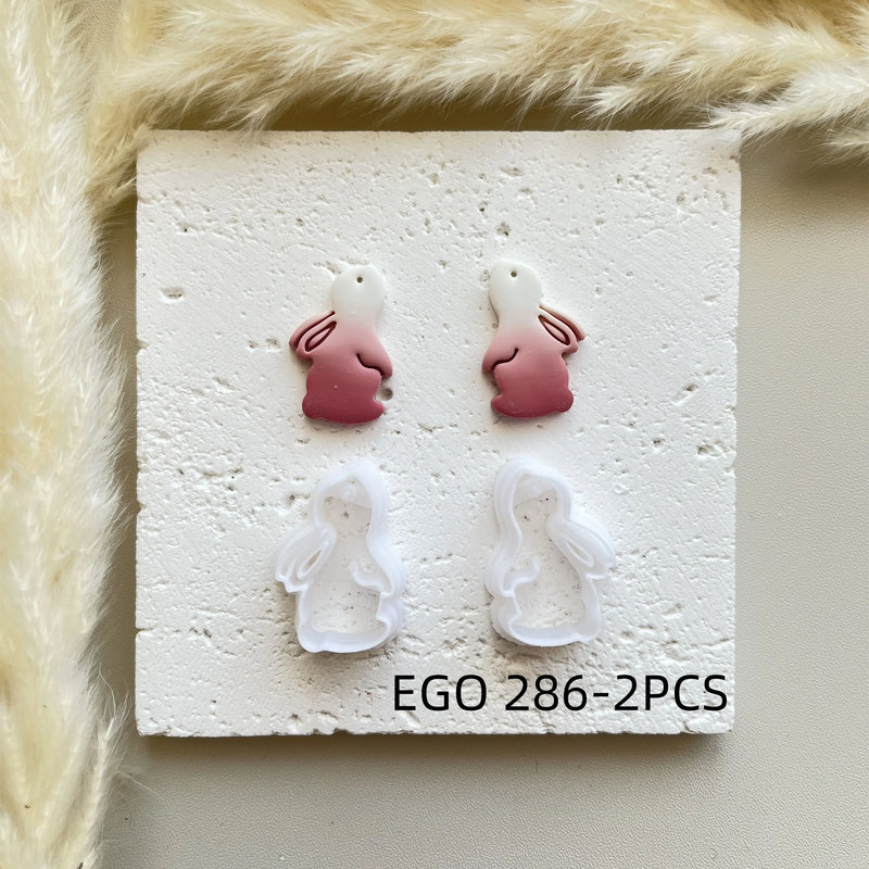 Shapes Small Easter Theme Polymer Clay  Cutter for Making Earrings, Easter Egg Rabbit Shape crucifix Soft pottery jewelry making